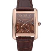 Cartier Tank MC Brown Dial Gold Case Brown Leather Strap  622583