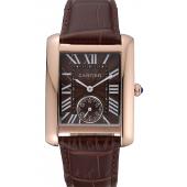 Replica Cartier Tank MC Gold Case Brown Dial Brown Leather Strap  622175