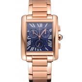 Cheap Cartier Tank MC Navy Dial Rose Gold Case And Bracelet  622704