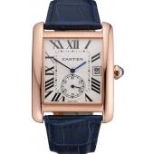 Cartier Tank MC White Dial Gold Case Blue Leather Strap  622577