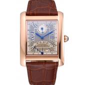 Replica Cartier Tank White Dial Rose Gold Case Brown Leather Strap  622764