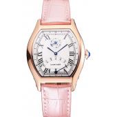 Cheap Cartier Tortue Perpetual Calendar White Dial Gold Case Pink Leather Strap