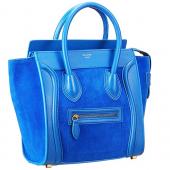 Celine Micro Luggage Blue Leather/Suede Leather