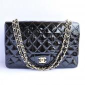 Chanel  Flap bags 47600 Black Enamel Medium Handbags