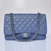 Chanel  Flap bags 47600 Blue Cow Leather Medium Bag