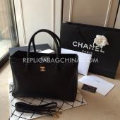 Chanel Cerf Tote Totes Calfskin  Black Replica