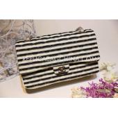 Quality Chanel  Flap Naval Stripe White Calfskin Handbag