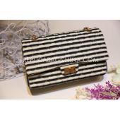 Replica Cheap Chanel Calfskin Handbag  Flap Naval Stripe White