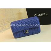 Chanel Handbag Calfskin Lattice Stripe Blue  Flap