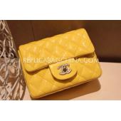 Chanel Patent Leather Mini Yellow  Flap Handbag Replica