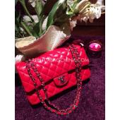 Chanel  Flap Silver Chain Red Lambskin Cross Body Bag