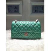 Chanel  Flap Rhinestone Buckle Green Handbag Patent Leather