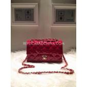 Chanel  Flap Red Shoulder Bag Genuine Leather