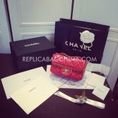 Chanel Calfskin Shoulder Bag Red  Flap