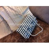 Chanel Handbag Shoulder Bag Stripe And Pearl Chain White Lambskin