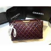 Chanel Purplish Red Red Handbag Leather Shoulder Bag