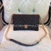 Replica Chanel Leather Handbag Embroidery Black