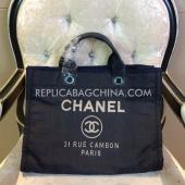 Chanel Handbag Black Shopping Bag Canvas