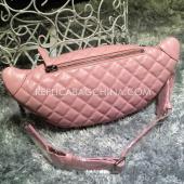 Chanel Handbag Fanny Pack Genuine Leather Pink