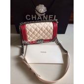 Chanel Calfskin Cross Body Bag Le Boy  Khaki