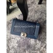 Chanel Handbag Leather Le Boy Decorative Pattern Blue