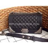 Chanel Black Lambskin Le Boy Cross Body Bag Replica