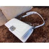 Chanel Lambskin White Handbag Le Boy Replica