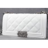 Chanel New Arrival White Calfskin Shoulder Bag Le Boy