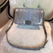 Chanel Le Boy Silver Snakeskin Cross Body Bag