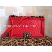 Chanel Cross Body Bag Le Boy Snakeskin  Red