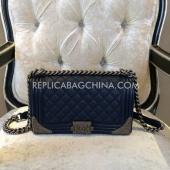 Chanel Leather Blue Le Boy Shoulder Bag