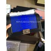 Cheap Chanel Blue Snakeskin Handbag Le Boy