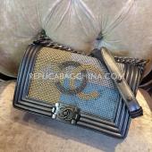 Chanel Silver Le Boy Leather Shoulder Bag