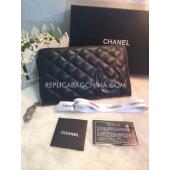 Replica Chanel Wallet Double C Logo Black Leather Purse