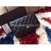 Chanel Purse Black Wallet Genuine Leather