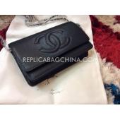 Chanel Wallet Leather Black Purse