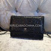 Cheap Chanel Lambskin Purse Wallet Camellia Black