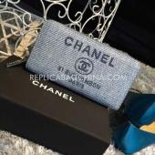 Chanel Wallet Canvas Zipper Linen Grey Purse Replica