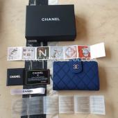 Chanel Calfskin Wallet Blue Purse Replica