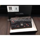 Chanel Black Genuine Leather Wallet Purse Replica HM01360