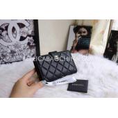 Chanel Wallet Purse Lattice Pattern Black Calfskin