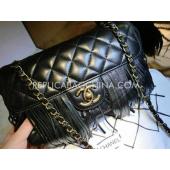 Chanel Calfskin Reissue 2.55 Tassels Black Shoulder Bag