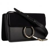 Cheap Chloe Faye Small Bag Black Suede Leather Flap