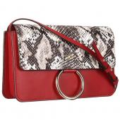 Chloe Faye Small Bag Dark Red and Python Pattern Replica