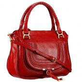 Chloe Marcie Satchel Crossbody Bag Dark Red Replica