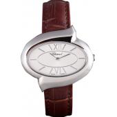 Replica Chopard  Silver Bezel with White Dial and Brown Leather Strap  621546