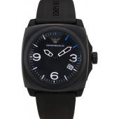 Cheap Emporio Armani  Black Rubber Strap Black Ceramic Bezel