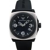 Emporio Armani  Black Rubber Strap Polished Stainless Steel Bezel Replica