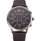 Emporio Armani  Chronograph Brown Dial Silver Case Brown Leather Bracelet  622341