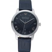 Emporio Armani  Dark Blue Dial Silver Case Dark Blue Leather Bracelet  622335